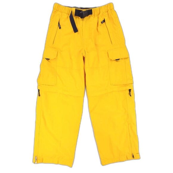 VINTAGE Abercrombie Convertible Belt Zip Off Cargo Pants 90s Y2k Gorpcore Yellow - Picture 1 of 10